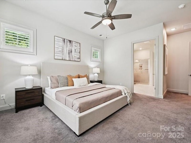 2034 Laney Pond Rd, Matthews, NC 28104 - bedroom featuring carpet floors, connected bathroom, and ceiling fan
