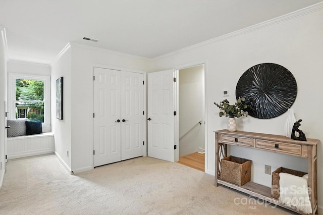 6542 Cross Field Ln, Charlotte, NC 28226 - carpeted bedroom with ornamental molding and a closet