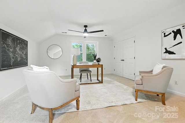 6542 Cross Field Ln, Charlotte, NC 28226 - office featuring a ceiling fan and lofted ceiling