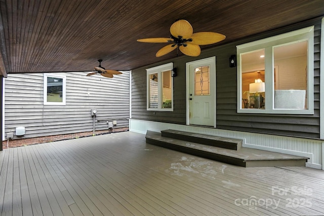 6542 Cross Field Ln, Charlotte, NC 28226 - wooden deck with ceiling fan