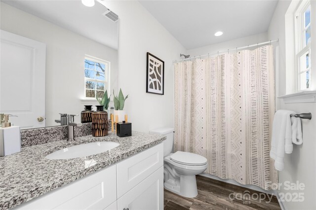 167 Dry Dock Loop, Mooresville, NC 28117 - bathroom featuring vanity, wood finished floors, a closet, and recessed lighting