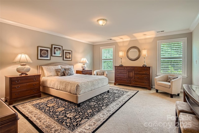 2599 Treeline Dr, Concord, NC 28027 - bedroom featuring ornamental molding, multiple windows, and light carpet