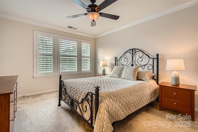 2599 Treeline Dr, Concord, NC 28027 - carpeted bedroom featuring ornamental molding and a ceiling fan