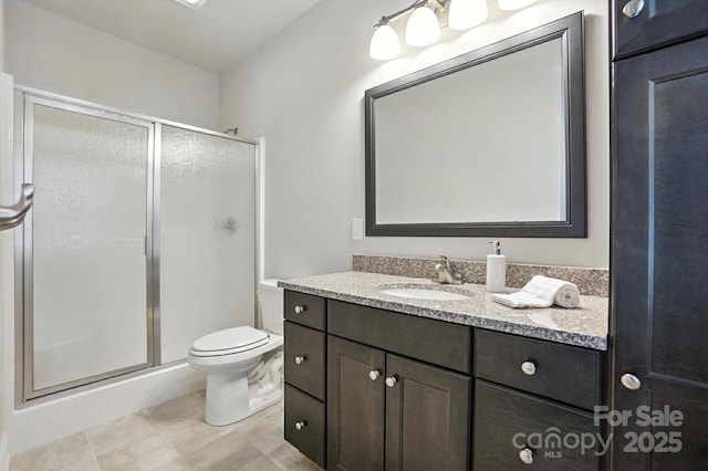 551 Brightleaf Pl NW, Concord, NC 28027 - full bathroom with vanity, a shower stall, and tile patterned flooring