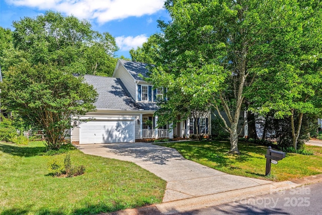 7029 Scuppernong Ct, Charlotte, NC 28215 - view of front of property featuring driveway, a garage, a front yard, and roof with shingles