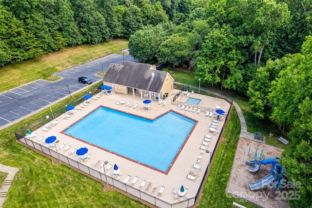 7029 Scuppernong Ct, Charlotte, NC 28215 - drone / aerial view of a pool area