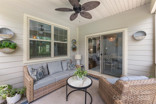 17514 Julees Walk Ln, Davidson, NC 28036 - view of patio featuring outdoor lounge area and a ceiling fan