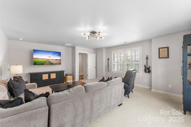 17514 Julees Walk Ln, Davidson, NC 28036 - living room featuring baseboards and light carpet