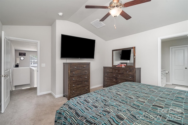 2014 Karen Woods Ln, Charlotte, NC 28216 - bedroom with lofted ceiling, carpet flooring, and a ceiling fan