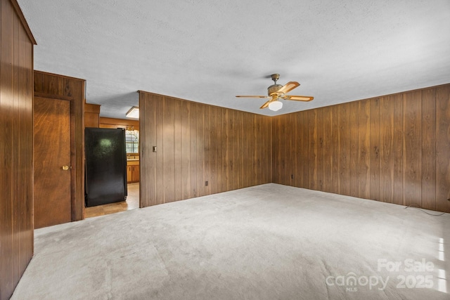 18 Progress Ln, Candler, NC 28715 - unfurnished room with wooden walls, ceiling fan, a textured ceiling, and light colored carpet