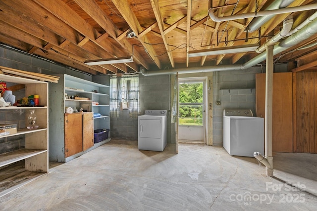 18 Progress Ln, Candler, NC 28715 - below grade area with independent washer and dryer and concrete block wall