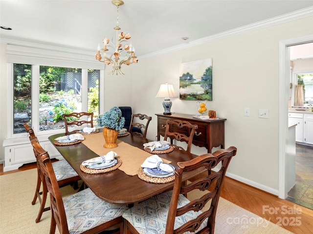 64 Wells Ln, Tryon, NC 28782 - dining area with ornamental molding, wood finished floors, plenty of natural light, and a chandelier