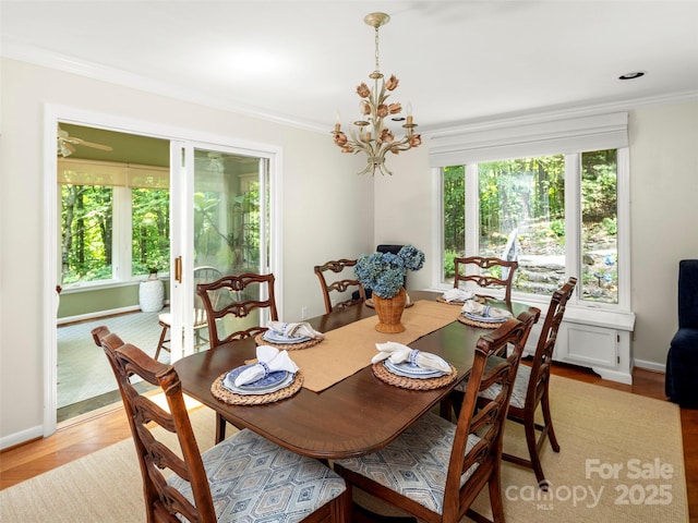 64 Wells Ln, Tryon, NC 28782 - dining room with plenty of natural light, crown molding, light wood finished floors, and a chandelier