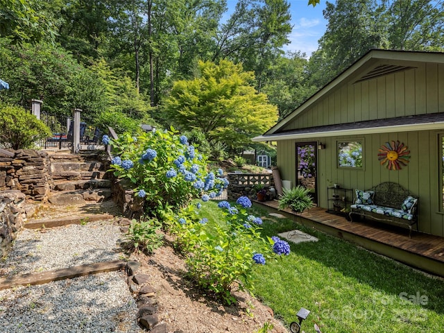 64 Wells Ln, Tryon, NC 28782 - view of yard with a deck