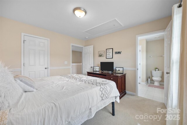 673 Stonehenge Dr, Rock Hill, SC 29730 - bedroom featuring attic access, carpet flooring, and ensuite bathroom