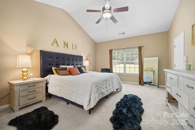 673 Stonehenge Dr, Rock Hill, SC 29730 - bedroom featuring lofted ceiling, light carpet, and a ceiling fan