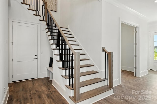 1106 Pomar Cir, Waxhaw, NC 28173 - staircase featuring wood finished floors and baseboards