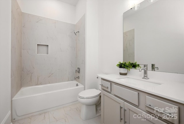 1106 Pomar Cir, Waxhaw, NC 28173 - bathroom with vanity, marble finish flooring, and bathing tub / shower combination