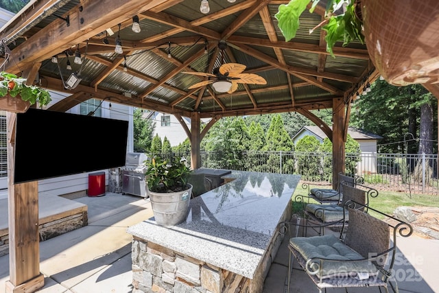 123 Yellow Jacket Cir, Mooresville, NC 28117 - view of patio with a gazebo and an outdoor kitchen
