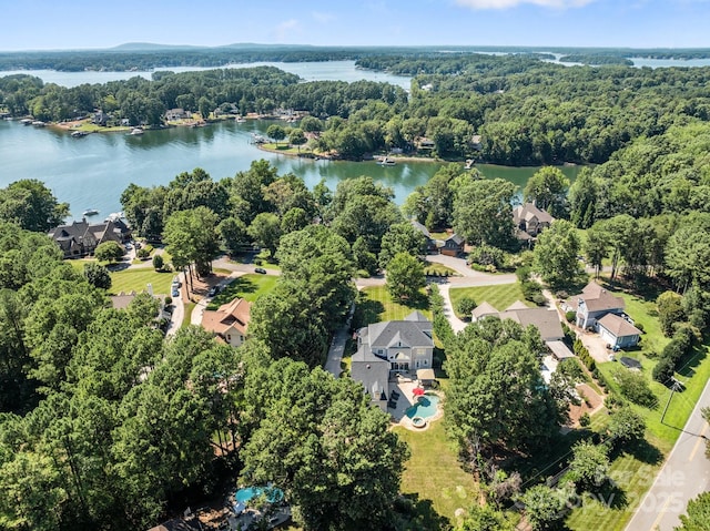 123 Yellow Jacket Cir, Mooresville, NC 28117 - aerial overview of property's location with a nearby body of water and a heavily wooded area
