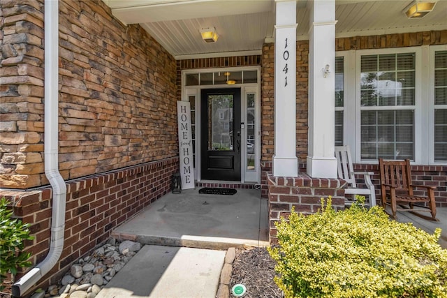 1041 Verbena Ct, Tega Cay, SC 29708 - doorway to property with a porch and brick siding