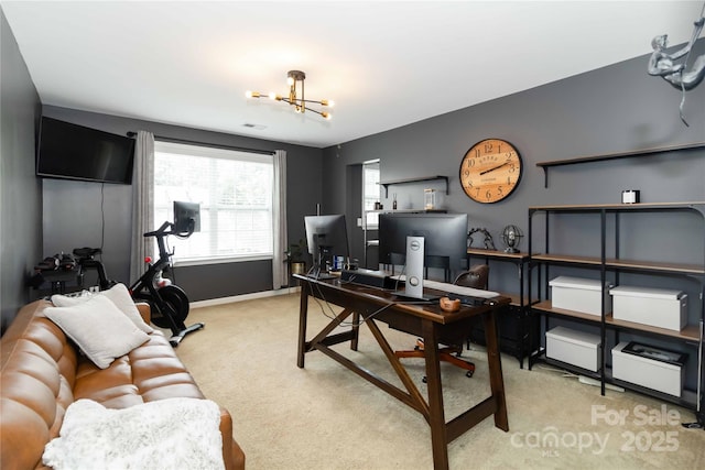 1041 Verbena Ct, Tega Cay, SC 29708 - office featuring light colored carpet and a chandelier