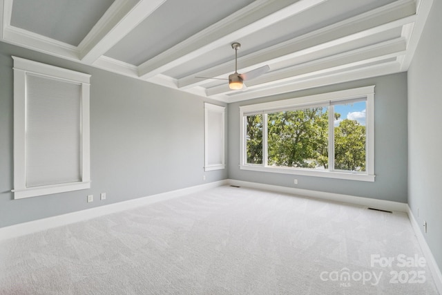 3229 Lake Pointe Dr, Belmont, NC 28012 - carpeted empty room featuring beam ceiling and ceiling fan