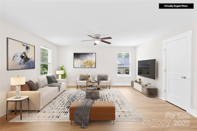 500 N Dr, Cherryville, NC 28021 - living area featuring wood finished floors, plenty of natural light, and ceiling fan