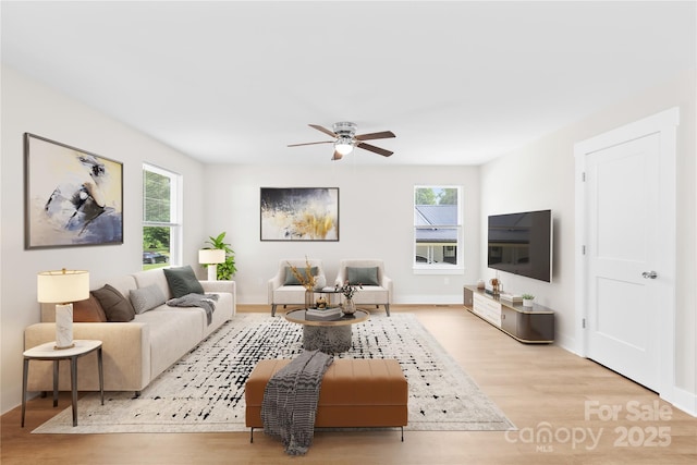 500 N Dr, Cherryville, NC 28021 - living room with wood finished floors and a ceiling fan