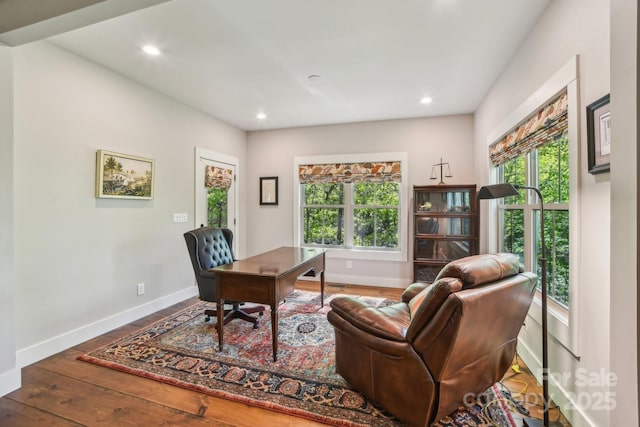 1092 E Bald Rock Dr, Sapphire, NC 28774 - office space with hardwood / wood-style flooring, plenty of natural light, and recessed lighting