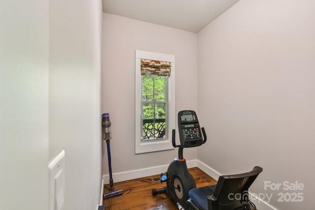 1092 E Bald Rock Dr, Sapphire, NC 28774 - workout area with baseboards and wood finished floors