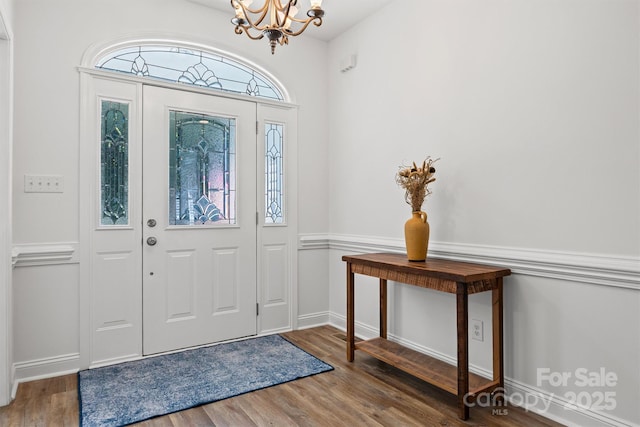 1528 Autumn Brook Ln, York, SC 29745 - entryway with a chandelier and wood finished floors