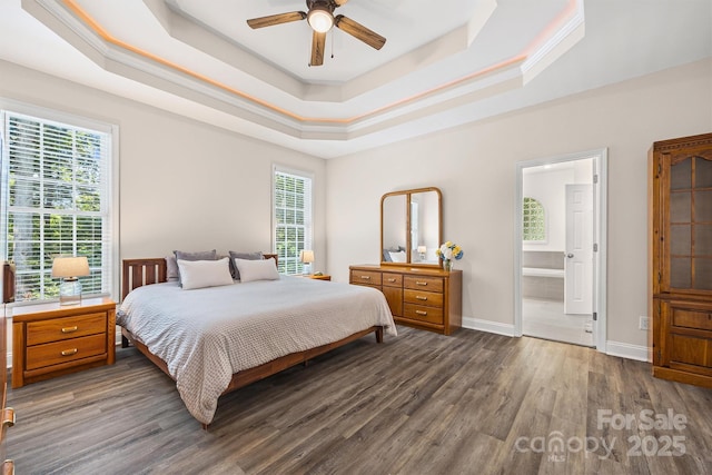 1528 Autumn Brook Ln, York, SC 29745 - bedroom with a tray ceiling, multiple windows, and wood finished floors