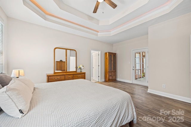 1528 Autumn Brook Ln, York, SC 29745 - bedroom with wood finished floors, a raised ceiling, ornamental molding, and a ceiling fan