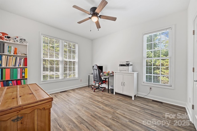 1528 Autumn Brook Ln, York, SC 29745 - home office featuring ceiling fan and wood finished floors