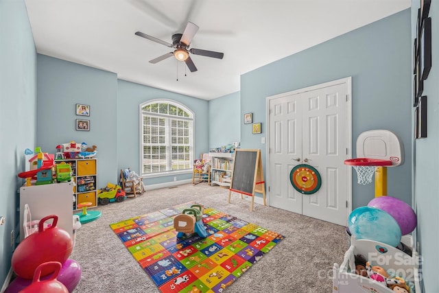 1528 Autumn Brook Ln, York, SC 29745 - playroom with carpet floors and ceiling fan