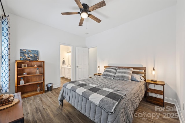 1528 Autumn Brook Ln, York, SC 29745 - bedroom featuring wood finished floors, ensuite bath, and ceiling fan