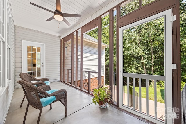 1528 Autumn Brook Ln, York, SC 29745 - sunroom / solarium featuring ceiling fan and finished concrete flooring