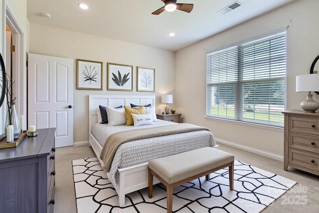 5237 Afterglow Ave, Concord, NC 28025 - bedroom featuring light colored carpet, recessed lighting, and a ceiling fan