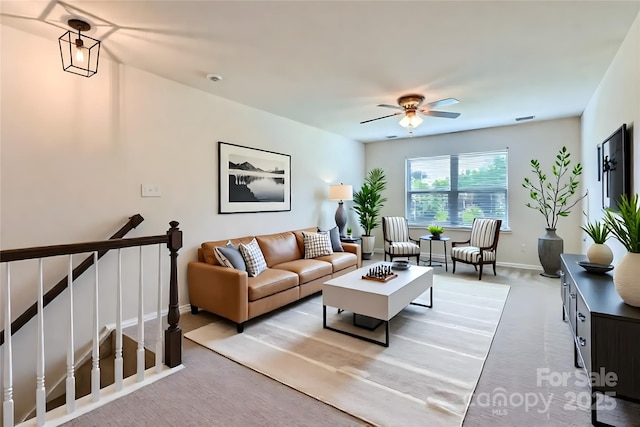 5237 Afterglow Ave, Concord, NC 28025 - living room featuring ceiling fan and baseboards