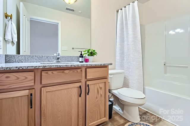 5237 Afterglow Ave, Concord, NC 28025 - full bathroom with vanity and shower / bath combo with shower curtain