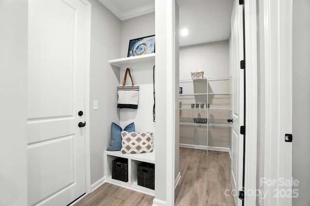 9945 Cask Way, Huntersville, NC 28078 - mudroom with wood finished floors and ornamental molding