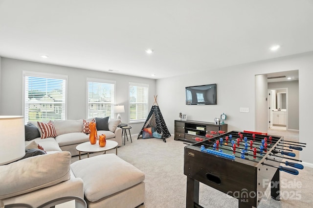 9945 Cask Way, Huntersville, NC 28078 - recreation room with carpet and recessed lighting