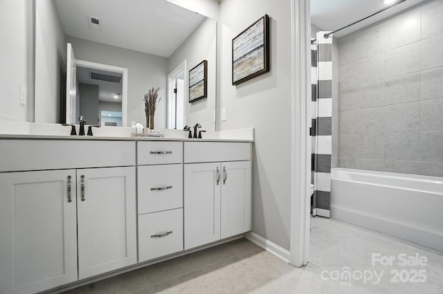 9945 Cask Way, Huntersville, NC 28078 - full bathroom featuring double vanity, bathtub / shower combination, and tile patterned floors