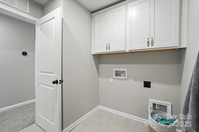 9945 Cask Way, Huntersville, NC 28078 - laundry room with hookup for an electric dryer, washer hookup, and cabinet space