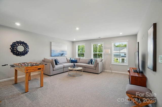 9843 Quercus Ln, Huntersville, NC 28078 - living room with light colored carpet and recessed lighting