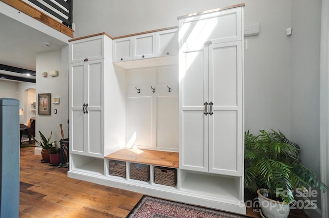 5005 Craftsman Ridge Dr, Matthews, NC 28104 - mudroom featuring light wood-style flooring and arched walkways