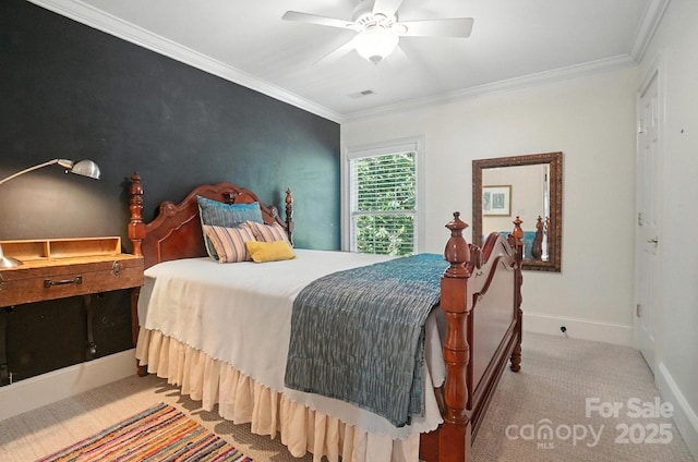5005 Craftsman Ridge Dr, Matthews, NC 28104 - carpeted bedroom featuring crown molding and ceiling fan