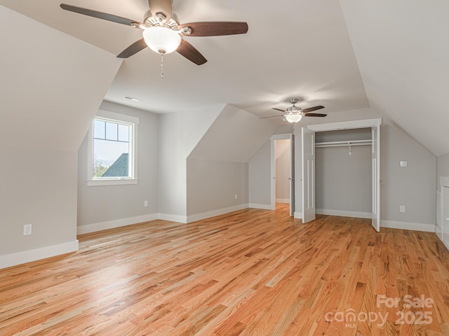 62 Sharp Rd W, Black Mountain, NC 28711 - additional living space with a ceiling fan, light wood finished floors, and lofted ceiling