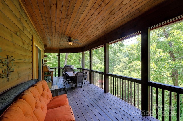 178 Anglers Way, Lake Lure, NC 28746 - sunroom featuring outdoor dining area and ceiling fan